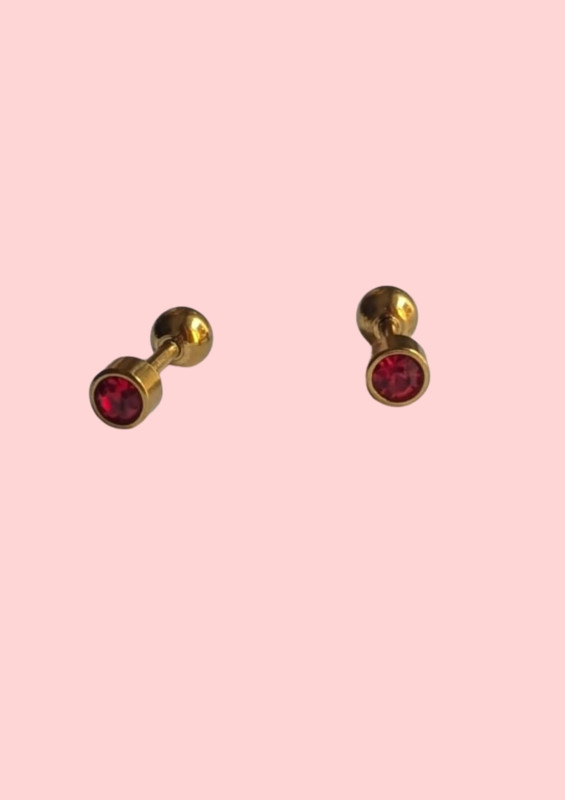Red Birthstone earrings with Ball stoppers